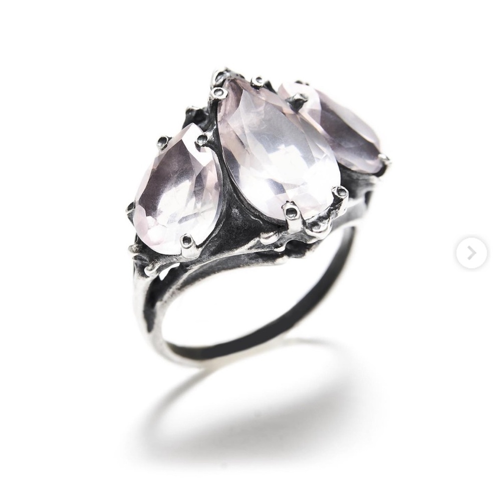 Persephone oversized diadem rose quartz ring